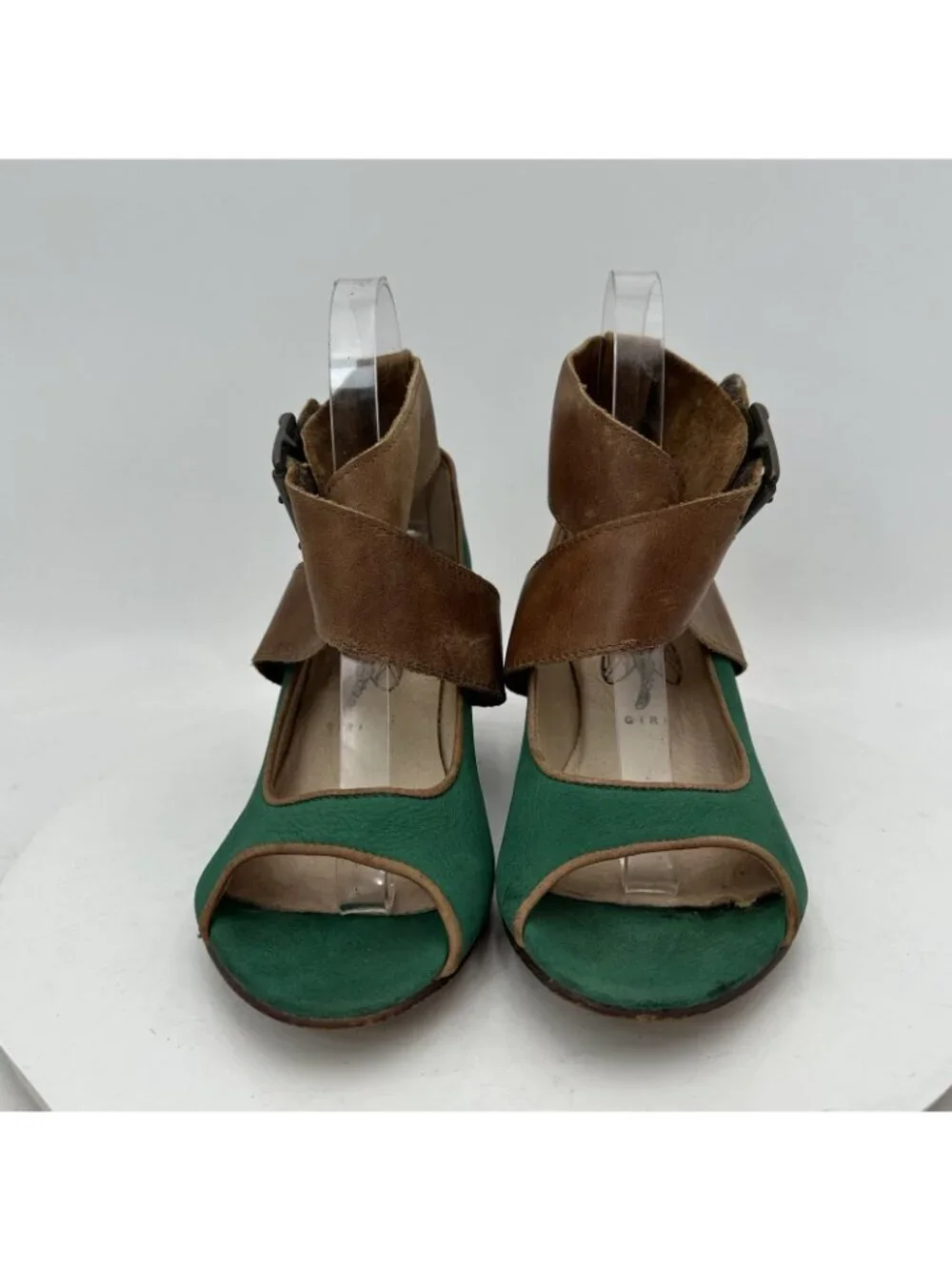 Fly London Women Size EU 37 US 7 Black Brown Green Leather Buckle Heel Shoes